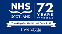 Inverclyde Council blue logo for NHS 72nd anniversary